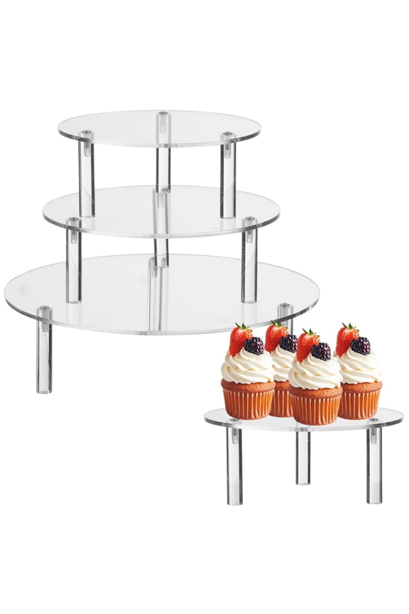 3-Tier Clear Acrylic Display Stand Set - Stackable Round Risers for Cakes, Desserts, Jewelry & Collectibles, Multiple Sizes (5/5.9/7.9)