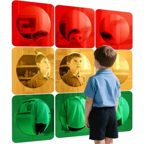 3 Pcs Acrylic Sensory Wall Bubble Mirror, 10x10Inch Color Convex Mirror Toys, for Preschool Classroom, Daycare Calming Corner Supplies Pet Enrichment