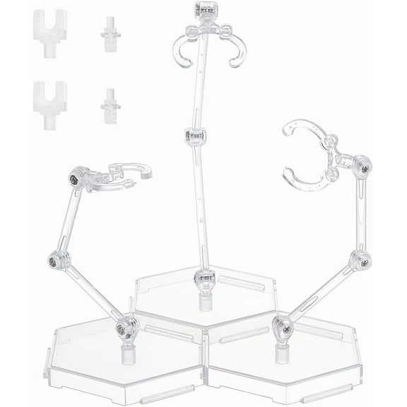 3 Pcs Action Figure Stand Clear Assembly Action Figure Display Holder Splicable Base Model Support Stand Miniature Model Bases Compatible with HG RG SHF 1/144 Figures