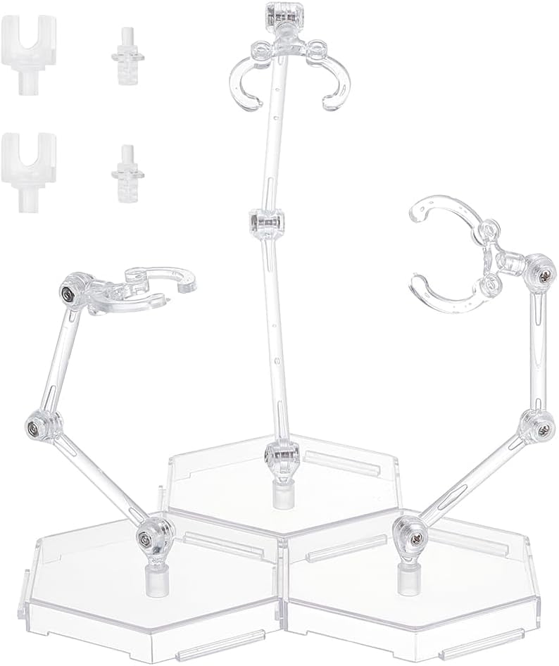 22 PCS Action Figure Stand Set - Clear Display Holders For Gundam & SHF Figures With Screwdrivers