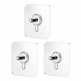 thumbnail image 1 of 3 Pcs Adhesive Hooks for Hanging, 2.7'' Wall Hangers without Nails, Wall Hooks Heavy Duty with Screw Fastener, Clear Acrylic Wall Hooks Adhesive for Shower Caddy, Loofah, Hanging Rack, Picture Frames, 1 of 8