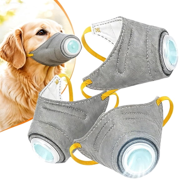 3 Pcs Adjustable Dog Respirator Mask, Reusable Breathable Protective Air Filter Muzzle Gas Mask for Small and Medium Dogs