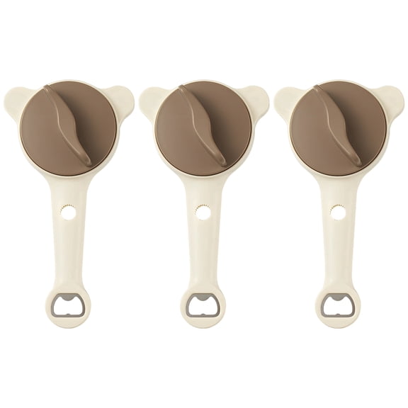 3 Pcs Adjustable Lid Remover, Multi-Function Stainless Steel Jar Tool with Long Handle, Effort-Saving Bottle Can Gripper for Effortless Use, Beige with Brown, 5.41 oz / 153.5 g