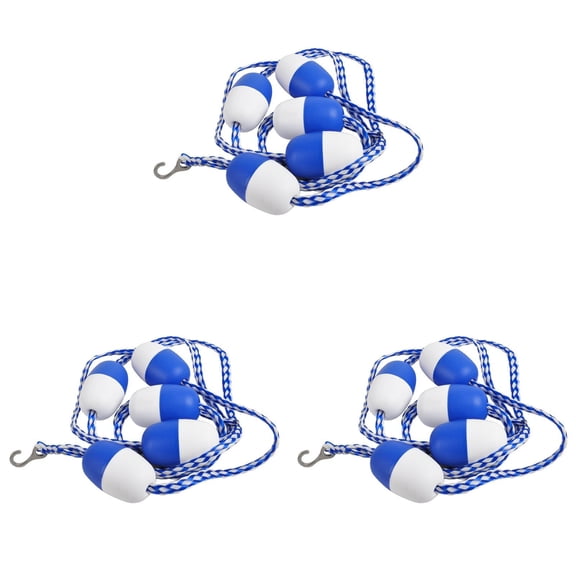 3 Pcs Adjustable Pool Rope with Floats for Family Swimming Pools - Floating Divider Buoy Line with Hooks - Short Length for Small Home and Backyard Pools - Pool Accessory for Residential Use (Blue)