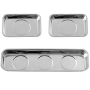 3 Pcs Adsorbent Tool Trays, Stainless Steel Storage Trays for Screws, Parts, and Drill Bits, Includes Adsorbent Base Disks, Rectangular Design for Easy Organization