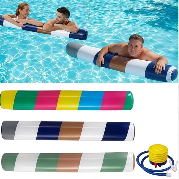 3 Pcs Adult Inflatable Swim Noodles Large Floating Noodles Soft Quick Dry Pool Floats for Summer Party Water Games Pool Beach, Equipped with Air Pump