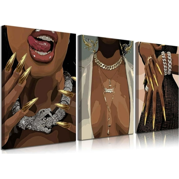 3 Pcs Afro Canvas Wall Art - African American Men Pictures for Bedroom, Living Room, Office Decoration - Abstract Artwork Posterprints, No Frame