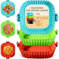 3 Pcs Air Fryer Silicone Liners 8inch Air Fryer Silicone Pot Reusable Food Grade Silicone Airfryer Liners Baking Basket Accessories Replacement of Flammable Disposable Parchment Paper