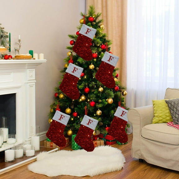 3 Pcs Alphabet Christmas Sock under $5! Xqxayjr Knitted Alphabet Christmas Stocking, Embroidered Letter Gift Bag, Children's Candy Sock, Fireplace Mantel Decor, Festive Holiday Stocking forKids