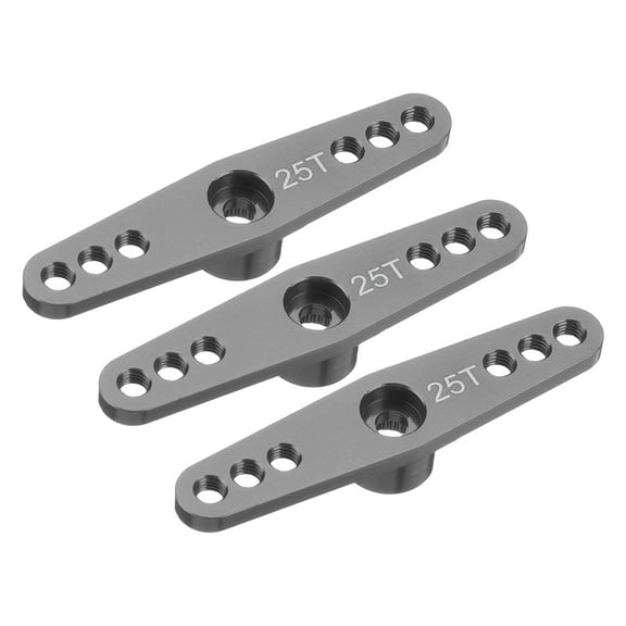 3 Pcs Aluminum Servo Horn 25T Servo Horn Steering Double Arms 47mm Length Bright Gray Suitable for Model Accessories