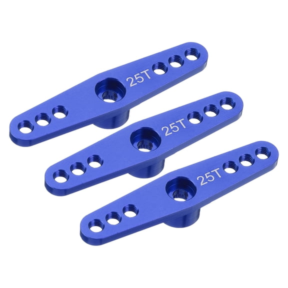 3 Pcs Aluminum Servo Horn 25T Servo Horn Steering Double Arms 47mm Length Deep Blue Suitable for Model Accessories