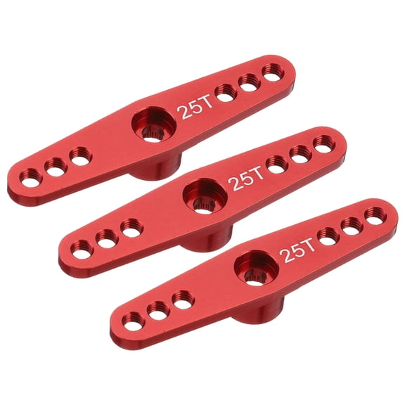 3 Pcs Aluminum Servo Horn 25T Servo Horn Steering Double Arms 47mm Length Red Suitable for Model Accessories