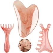 3 Pcs Amber Resin Head Massage Comb Set, Including Dolphin & Deer Antler-Shaped Scalp Massagers, Heart Gua Sha Facial Tools for Full Body Scraping, Meridian Relief