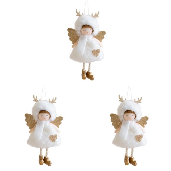 3 Pcs Angel Doll Pendants Christmas Plush Ornaments with Hanging Loops, Soft Plush Angel Decor for Christmas Tree Party Wedding Valentine's Day New Year Birthday Celebration Decorations