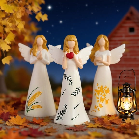 3 Pcs Angel Figurines, Resin Ceramic Art Statue, Elegant Table Decor for Bedroom Living Room Study & Gifts
