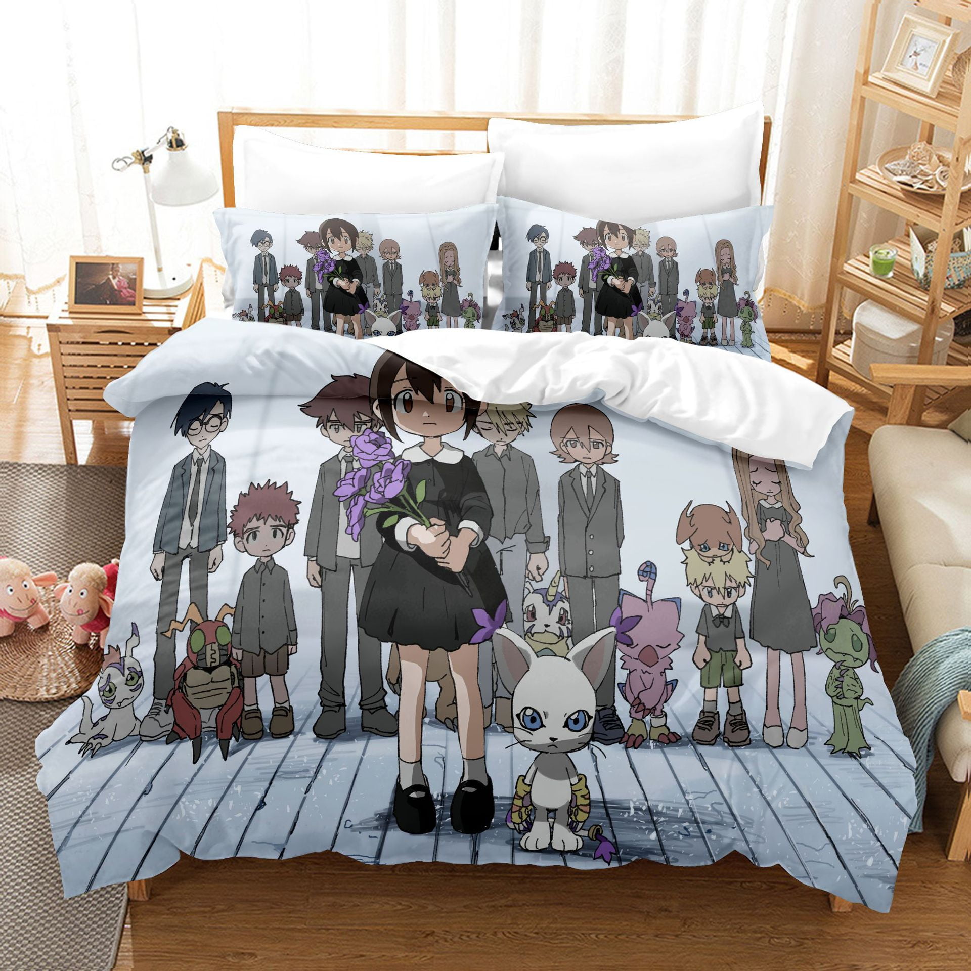 3 Pcs Anime Bedding Set，Cute Bed Duvet Cover,Duvet Cover For Boy 100