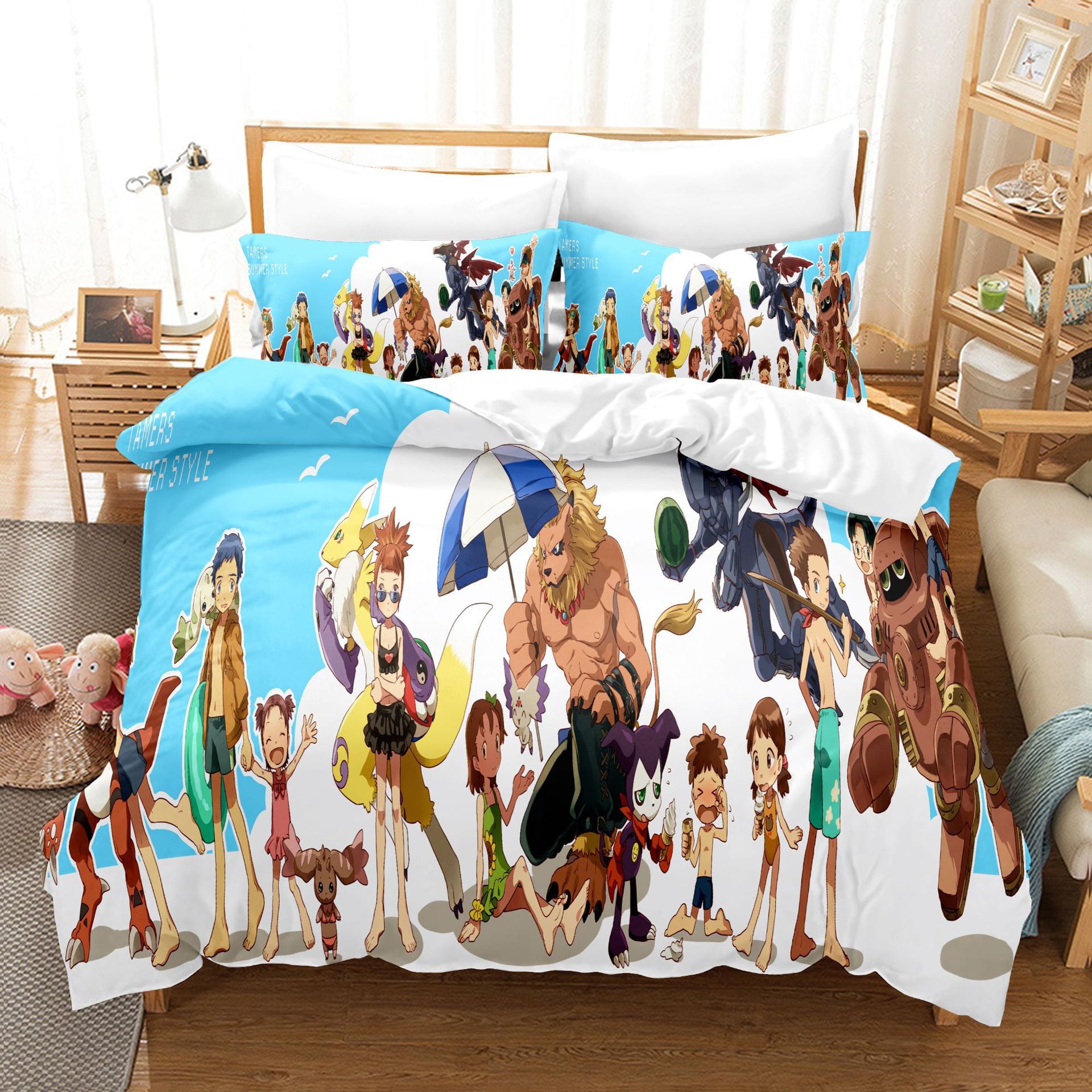 3 Pcs Anime Bedding Set，Cute Cartoon Duvet Cover,Quilt cover Set, 3
