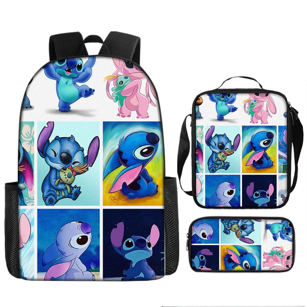 3 Pcs Anime Lilo & Stitch Backpack Shoulder Bag Pen Bag-55 Best Gifts ...