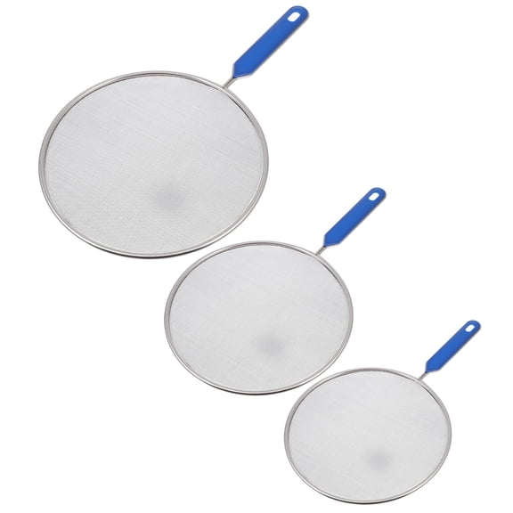 3-Piece Stainless Steel Oil Splatter Screens with Silicone Edges, Anti-Splash Covers for Pots and Pans, Cooking Safety Strainers