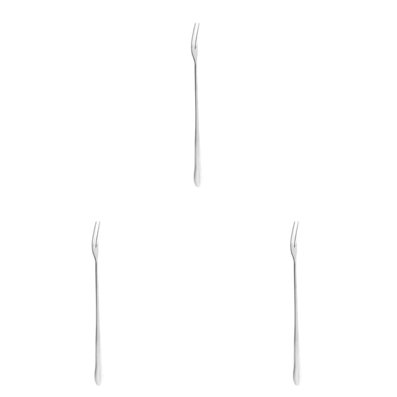3 Pcs Appetizer Dessert Forks, Stainless Steel Mini Salad Fruit Tasting Forks, 2-Prong Long Handle Pickle Grabber for Birthday Party Wedding Restaurant, 8.07x0.35 inch