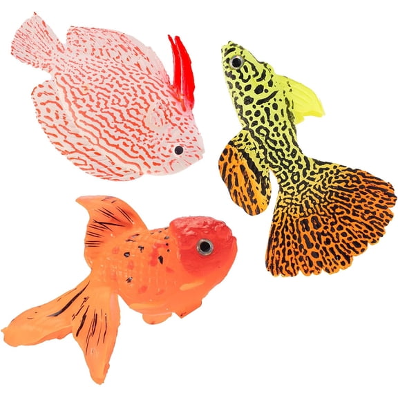 3 Pcs Artificial Floating Fish, Glowing Effect, Floating Fish for Aquarium Decor Ornament