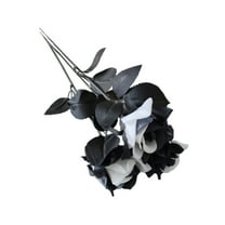 3 Pcs Artificial Flowers Black Rose, Real Touch Fake Flowers with Stem Plastic Roses for Halloween Diy Wedding Bouquet Gifts Table Centerpieces Party Bridal Shower Home Mothers Day Decorations