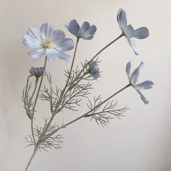 3 Pcs Artificial Flowers Blush Fake Cosmos Faux Silk Flower for Indoor Home Decor, Party Arrangements, Wedding Bouquets, Floral Table Centerpieces - Light Blue