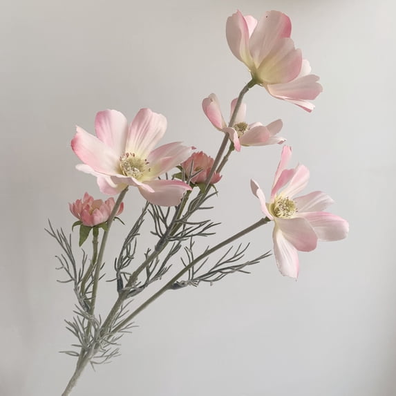 3 Pcs Artificial Flowers Blush Fake Cosmos Faux Silk Flower for Indoor Home Decor, Party Arrangements, Wedding Bouquets, Floral Table Centerpieces - Light pink