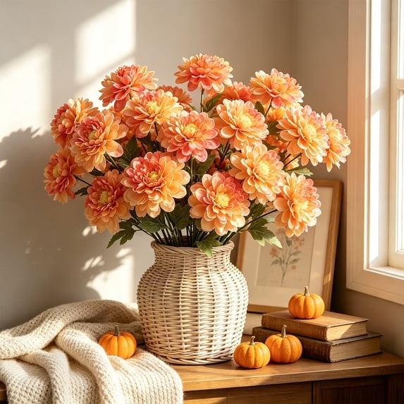 3 Pcs Artificial Mums Flowers for Outdoor, UV Resistant Fake Chrysanthemums Plant, Floral Arrangements for Garden, Yard 2026 New