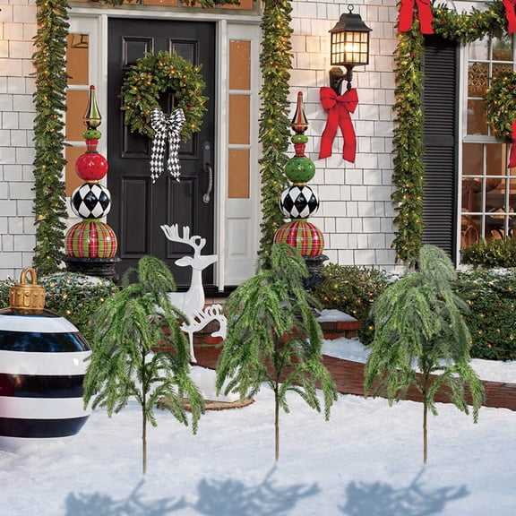 3 Pcs Artificial Pine Branches Green Plants Pine Needles DIY Accessories for Garland Wreath Christmas and Home Garden Decor (24 inches, Green-a)