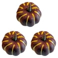 thumbnail image 1 of 3 Pcs Artificial Pumpkins, Mini Foam Faux Pumpkins for Fall Harvest Decor, Thanksgiving Centerpiece, Rustic Farmhouse Table, Mantel, Basket & DIY Crafts Coffee Brown, 1 of 5