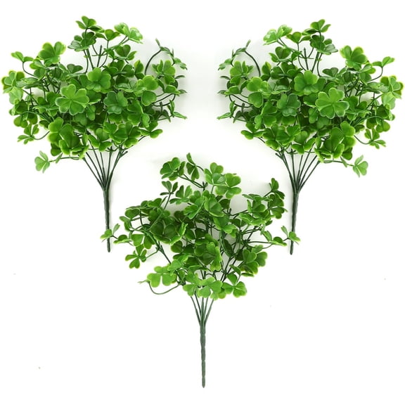 3 Pcs Artificial Shamrock Flower Bush Faux Three Leaf Clover Plants for St Patrick's Day Artificial Faux Greenery Irish Theme Potted Plants St Patricks Day Decor for Home Office Desk