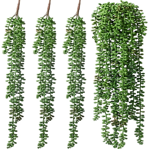 3 Pcs Artificial Succulents Hanging Plants Large Fake String of Pearls Fake Plants Faux Plants Wall Greenery for Home Garden Indoor Outdoor Decorations
