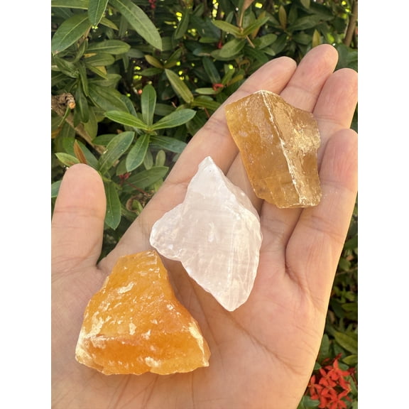 3 Pcs Assorted Calcite Rough Natural Stones, Raw Calcite Crystals (Assorted Calcite)