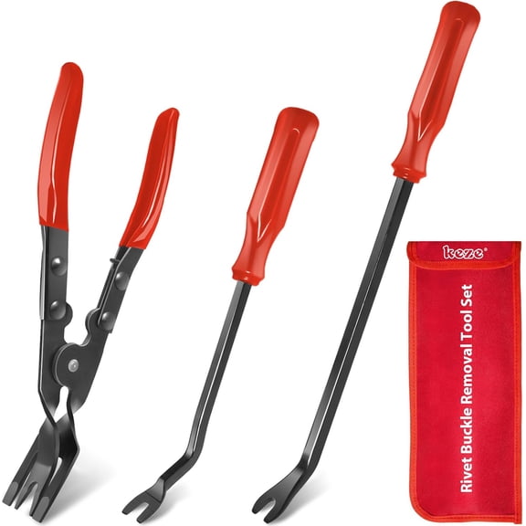 3 Pcs Auto Clip Pliers Set and Fastener Remover,Car Trim Rivet Removal Pry Tool Repair Kit with Storage Bag for Automotive Door Panel,Upholstery,Dashboard,Plastic Fasteners