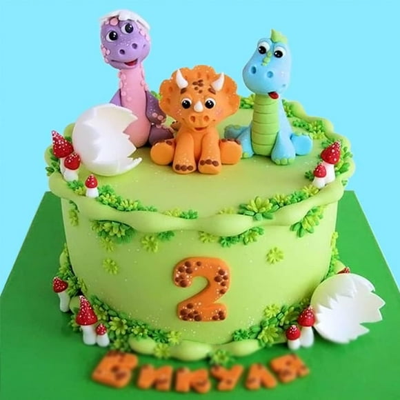 3 Pcs Baby Dinosaur Cake Toppers Miniature Dinosaur Cupcake Inserts for Baby Shower Boys Girls Forest Animals Theme Birthday Party Decor