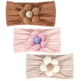 thumbnail image 1 of 3 Pcs Baby Flower Headbands Baby Girls Nylon Headband Soft Hairbands Hair Accessories for Newborn Infant Toddler Kids (Beige,Pink,Brown), 1 of 9
