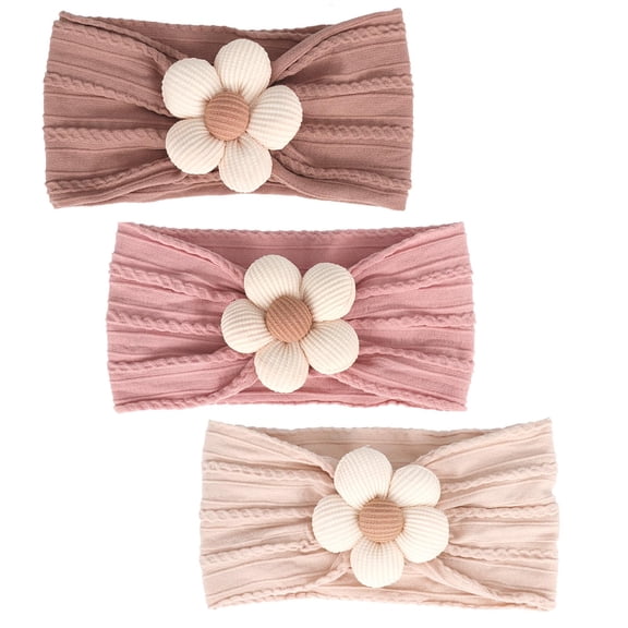 3 Pcs Baby Flower Headbands Baby Girls Nylon Headband Soft Hairbands Hair Accessories for Newborn Infant Toddler Kids