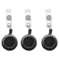 thumbnail image 1 of 3 Pcs Badge Holder Retractable Reel YOYO Clip Snap Button ID Card Key Black, 1 of 8