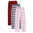 thumbnail image 1 of 3 Pcs Baggy Pants for Girls 10-12 Black 𝑷ajama Pants for Boys Girls, Thick Flannel Kids Plaid 𝑷ajamas Lounge 𝑷j Bottoms with Drawstring Pockets for Sleepwear, 1 of 6