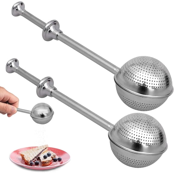 3 Pcs Bakers Dusting Wand for Sugar Flour and Spices, Stainless Steel Flour Duster for Baking, Powdered Sugar Shaker Duster Sifter, Spring-operated Handle for One-handed Operation