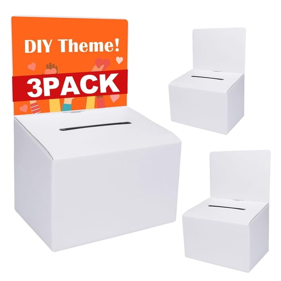 3 Pcs Ballot Boxes Suggestion Boxes Donation Box for Fundraising, Cardboard Raff