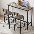 thumbnail image 1 of 3 Pcs Bar Dining Table Set, Minimalist Style Bar Table With 2 Bar Stools PU Soft seat with Backrest Footrest for Dining Room, Kitchen,Grey,43.31"L x 15.75"W x 35.43"H, 1 of 7