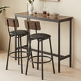 thumbnail image 1 of 3 Pcs Bar Dining Table Set, Minimalist Style Bar Table With 2 Bar Stools PU Soft seat with Backrest Footrest for Dining Room, Kitchen, Rustic Brown,43.31"L x 15.75"W x 35.43"H, 1 of 6