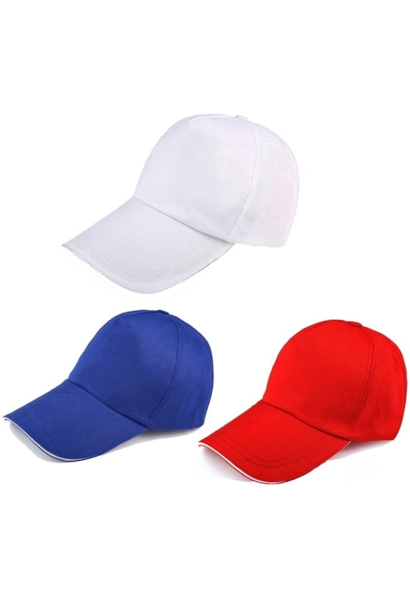 3 Pcs Baseball Cap Structured Plain Design Adjustable Size for Outdoor,Velcro/metal buckle adjustment