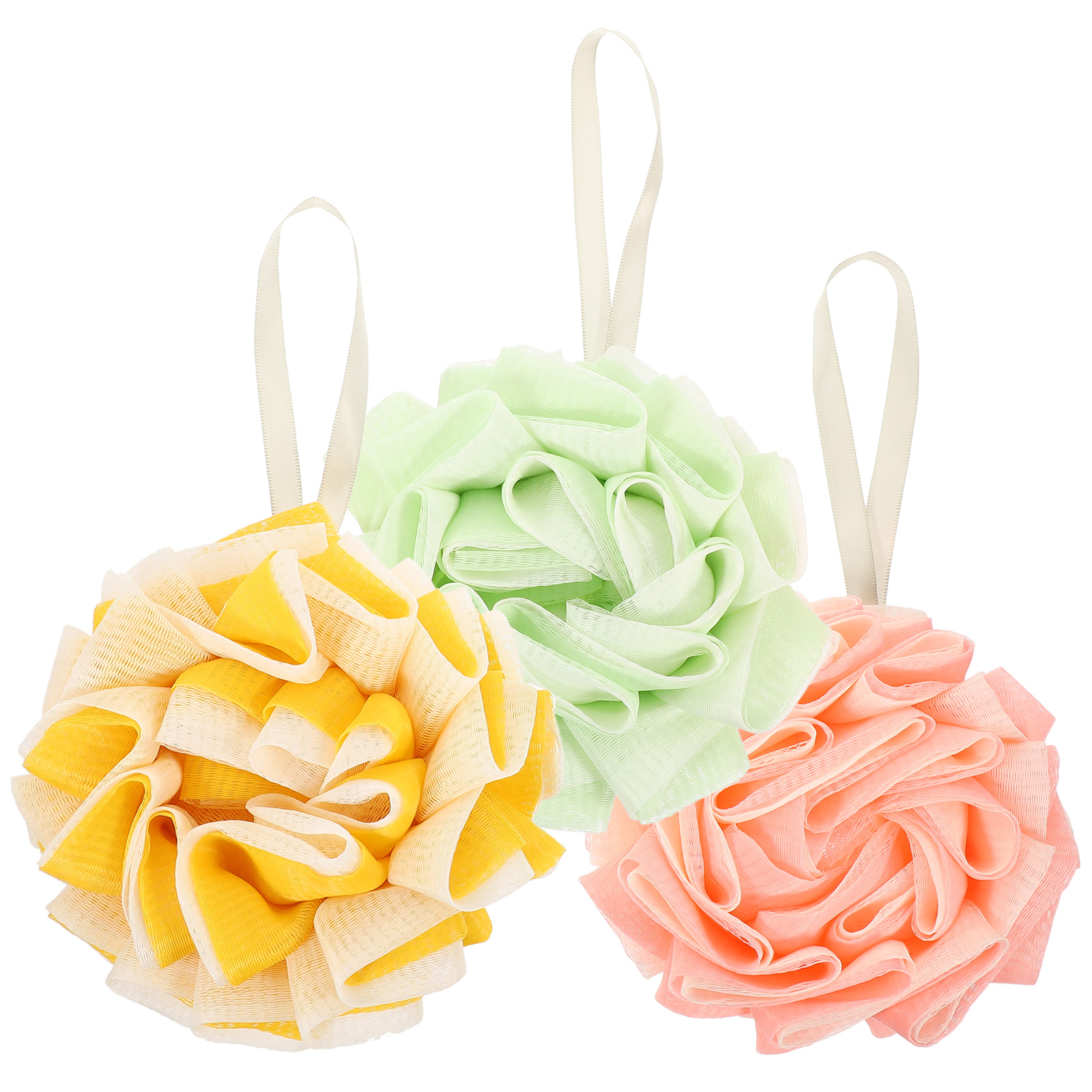 3 Pcs Bath Flower Bath Sponge Shower Puff Exfoliating Sponge Body Scrubber for Men Shower Ball