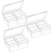 3 Pcs Bead Organizer Box, Plastic Storage Case with 6 Small Dividers, Transparent, Ideal for Beads, Jewelry, Nails, and DIY Crafts, Portable Easy to Use