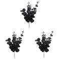 thumbnail image 1 of 3 Pcs Black Artificial Flowers Black Eucalyptus Stems Decor | Black Eucalyptus Flowers Faux Eucalyptuses Leaves Branches for Halloween Home Farmhouse Party Table Centerpieces Decoration, 1 of 5