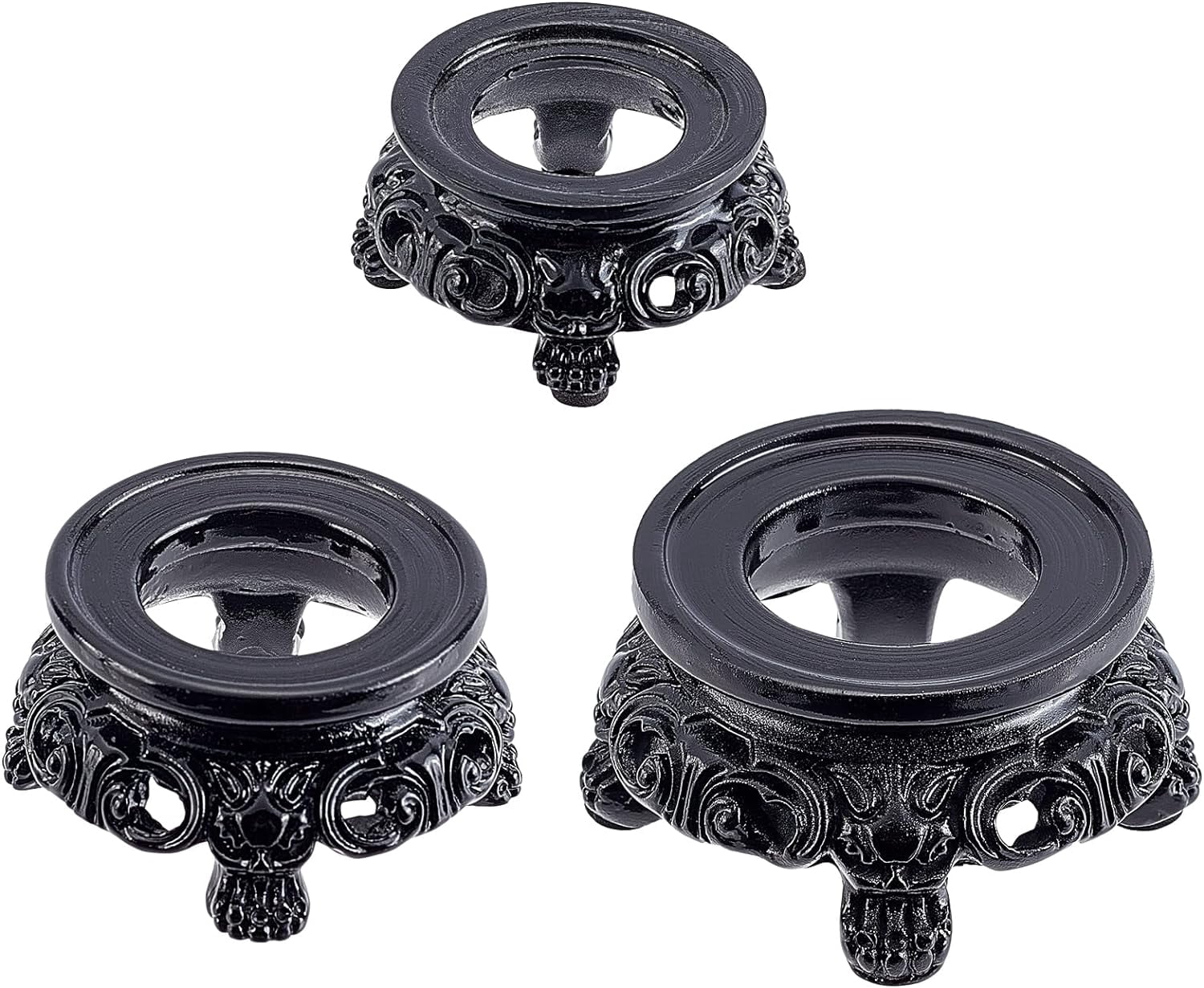AHANDMAKER 3-Piece Crystal Ball Display Stand Set - Small, Medium, Large Resin Pedestals For Stones & Orbs