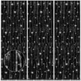 thumbnail image 1 of 3 Pcs Black Door Streamers Tinsel Curtain Party Streamers Backdrop Fringe Foil Wall Background for Birthday Halloween Christmas Wedding Party Decoration(3.3 ft x 9.8 ft), 1 of 7